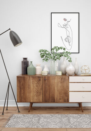 Retrato minimalista en línea de estilo elegante