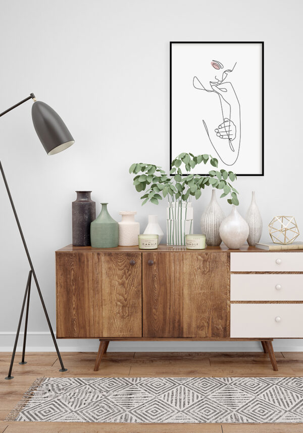 Retrato minimalista en línea de estilo elegante