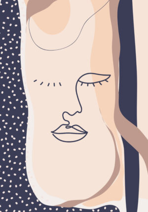 Dibujo lineal minimalista de un rostro abstracto