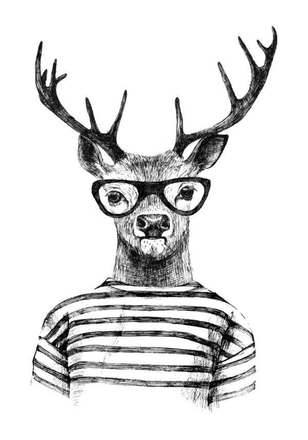 Ilustración de ciervo con gafas