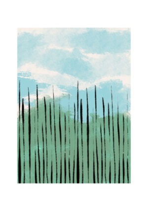 Ilustración de paisaje con hierbas altas