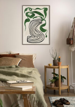 Diseño en verde y negro de estilo abstracto