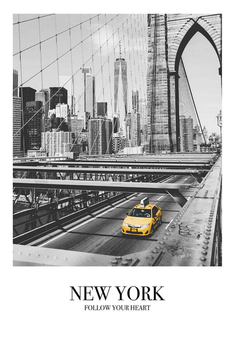 Vista de taxi amarillo en Nueva York