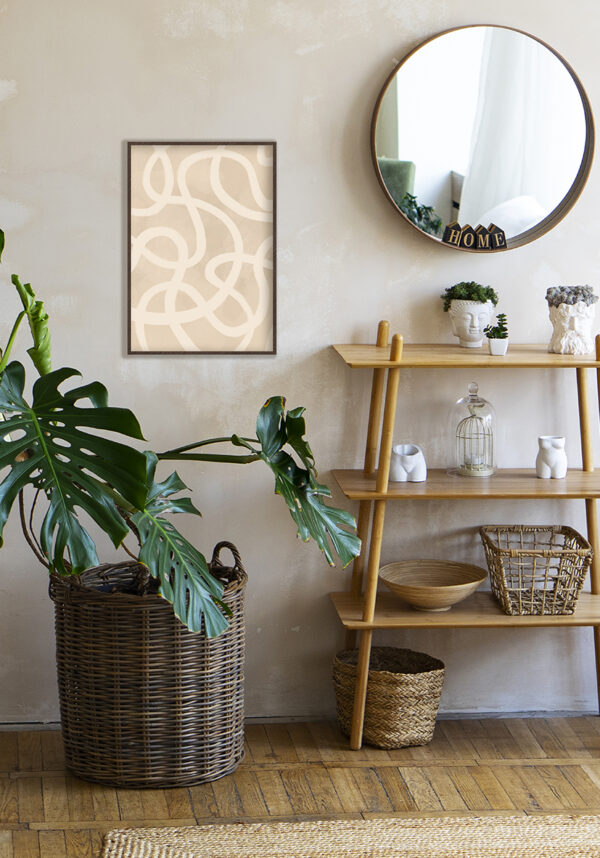 Patrón artístico con remolinos en beige
