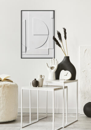 Diseño minimalista en relieve blanco