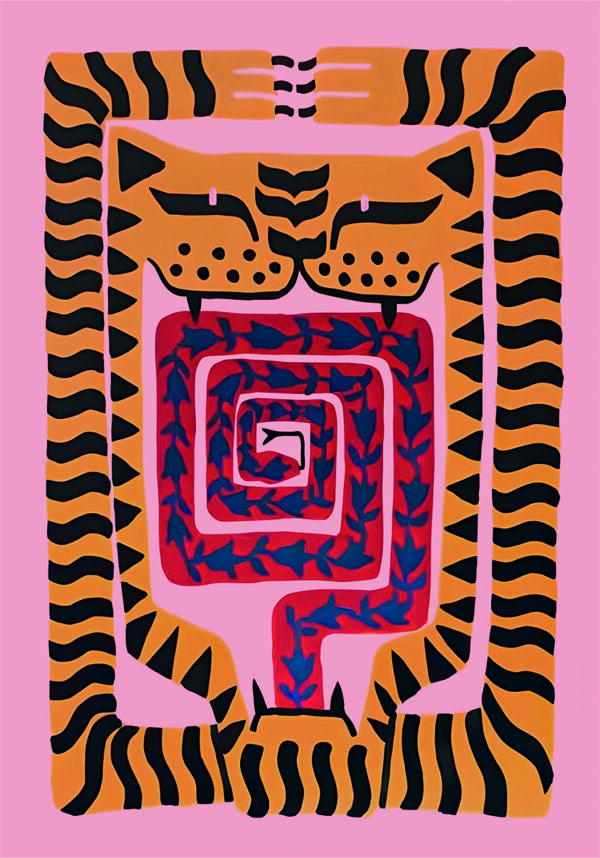 Arte geométrico abstracto inspirado en tigres