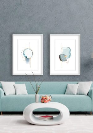 Ilustración geométrica con acentos azules