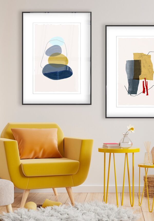 Arte minimalista con formas coloridas