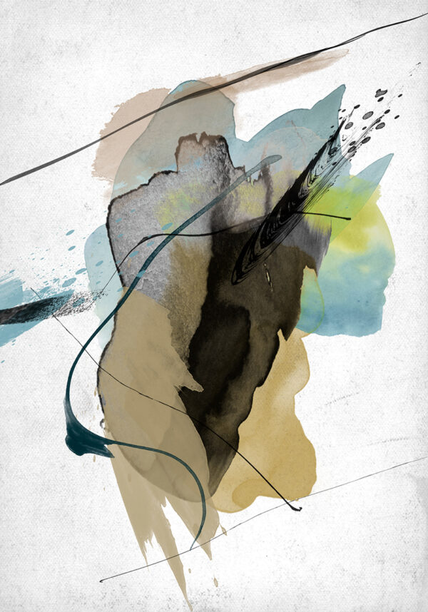 Obra abstracta en acuarela sobre lienzo