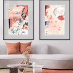 Obra abstracta con acuarela en tonos pastel