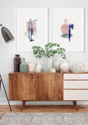 Pintura minimalista con colores intensos