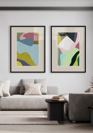 Ilustración geométrica multicolor y abstracta