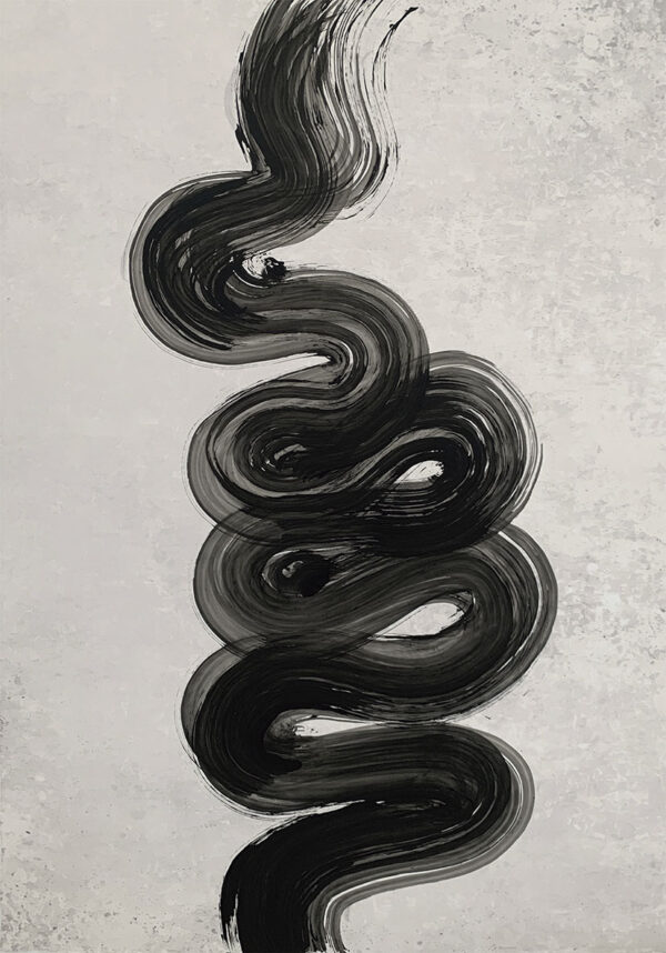 Dibujo abstracto con trazos de pintura negra