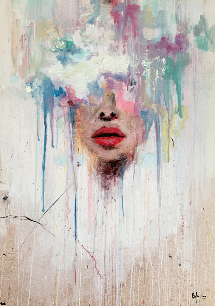 Pintura abstracta de labios y color