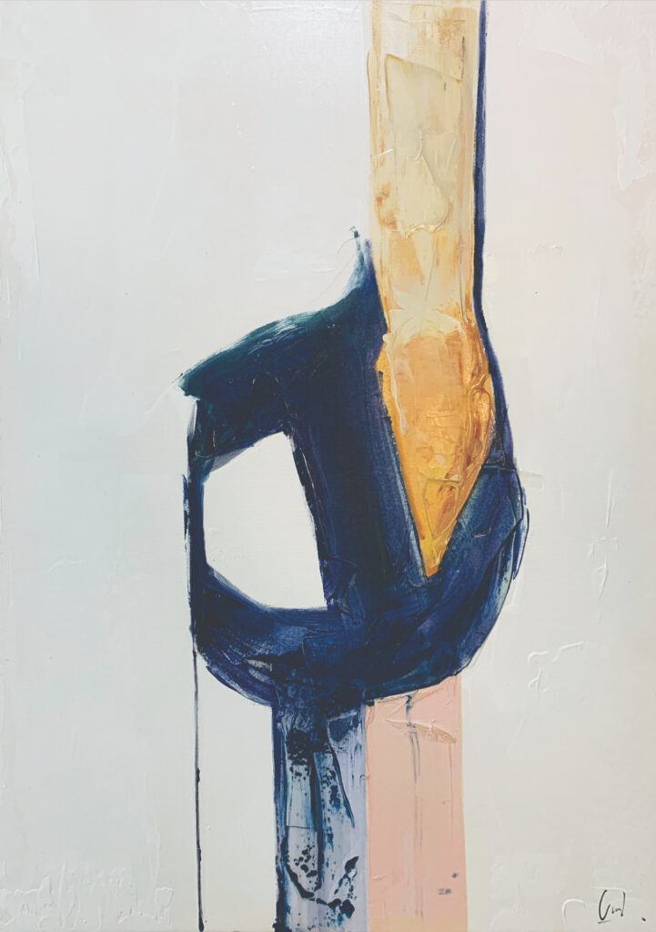 Obra abstracta que incorpora un acento vibrante