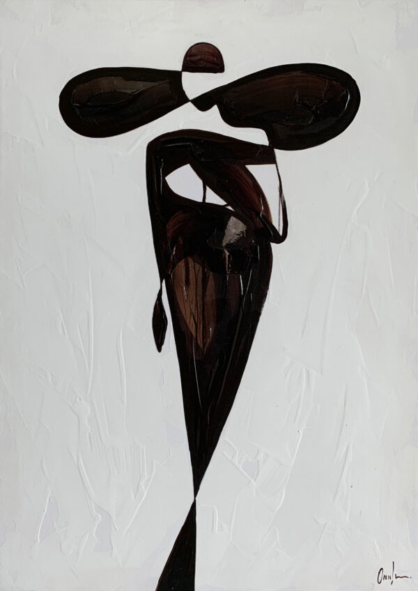Figura minimalista en negro con un lenguaje abstracto y tendencia actual.