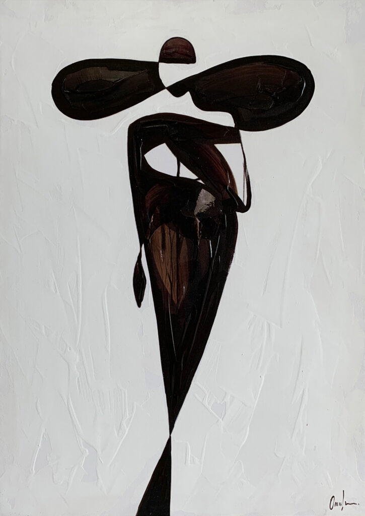 Figura minimalista en negro con un lenguaje abstracto y tendencia actual.