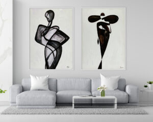 Ambiente Figura minimalista en negro con un lenguaje abstracto y tendencia actual.