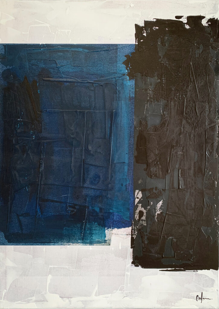 Arte que combina azul y negro de forma contundente