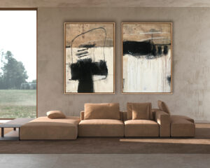 Diseño moderno en paleta neutra y pinceladas abstractas