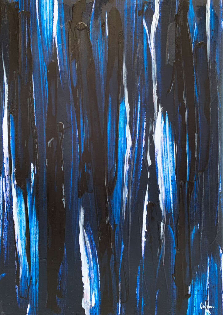 Pintura abstracta en azul y negro