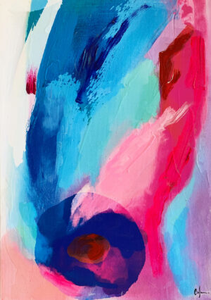 Lienzo con matices vibrantes de azul y rosa