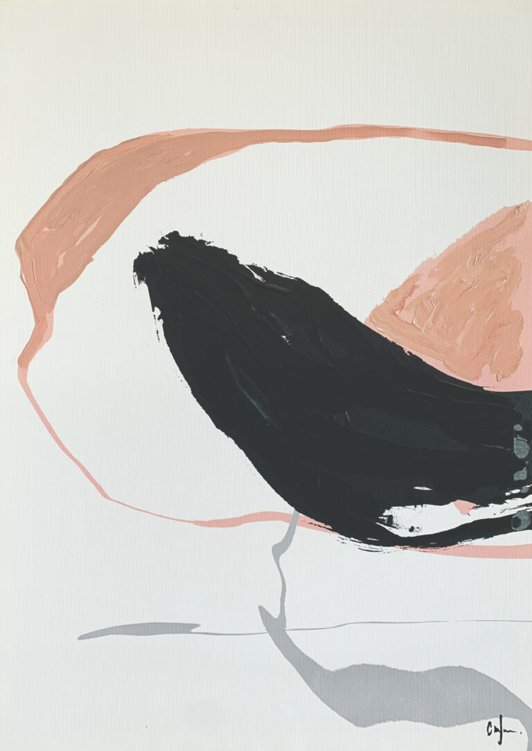 Pintura con acentos neutros y pincelada oscura
