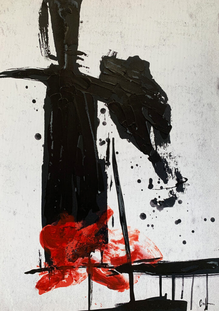 Pintura en rojo y negro