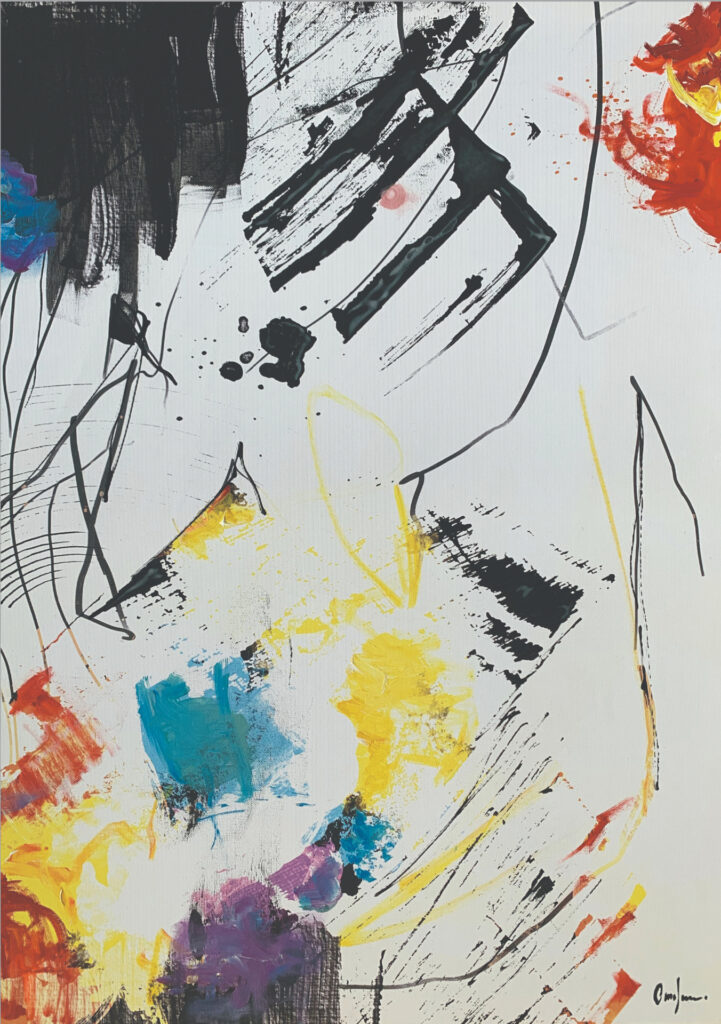 Pintura mixta llena de gamas vivas