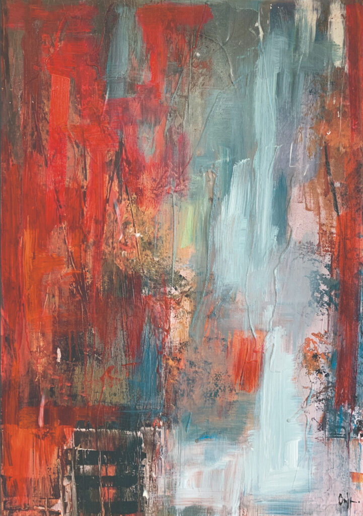 Arte abstracto combinando rojos y azules