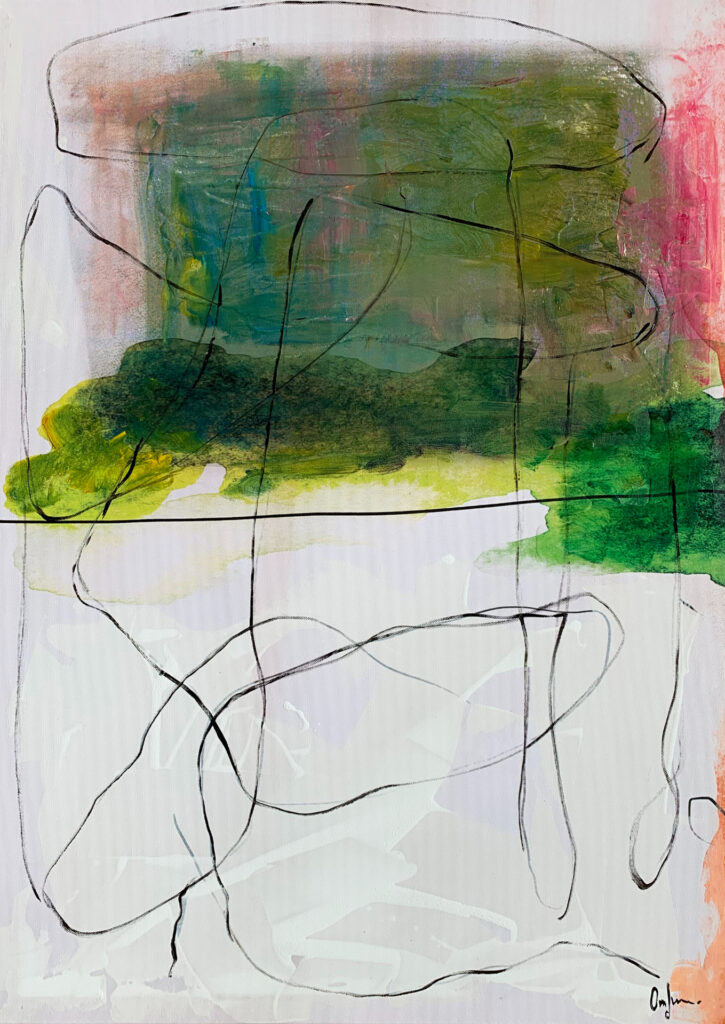 Obra mixta abstracta sobre lienzo