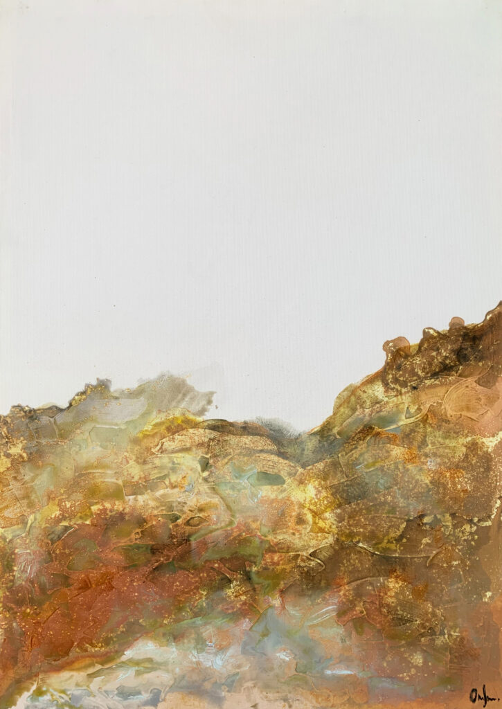 Cuadro contemporáneo en tonos tierra