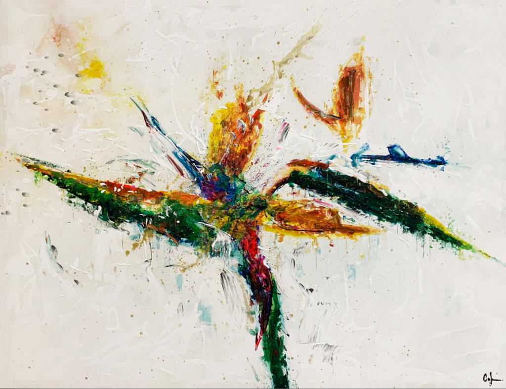 Diseño floral abstracto con pinceladas llamativas