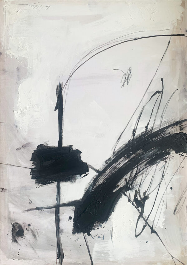Pintura de tinta negra en clave minimalista