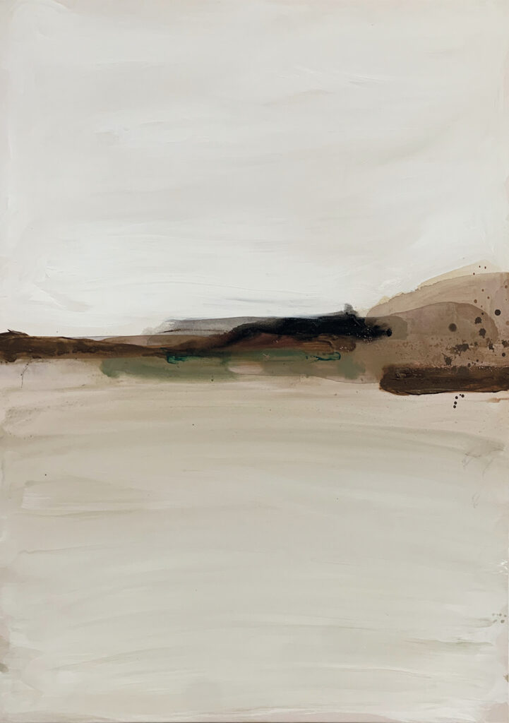 Lienzo minimalista que fusiona figuras abstractas y tonalidades suaves