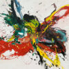 Composición tipo splatter con colores intensos