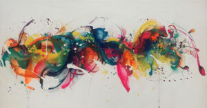 Pintura colorida en técnica fluida