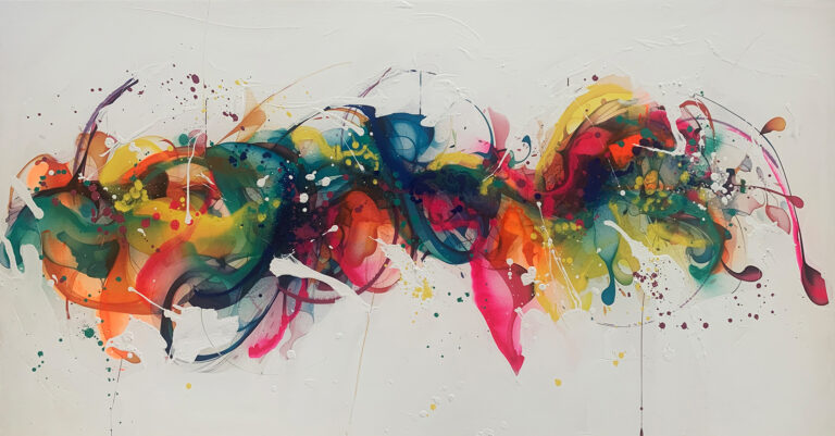 Pintura colorida en técnica fluida