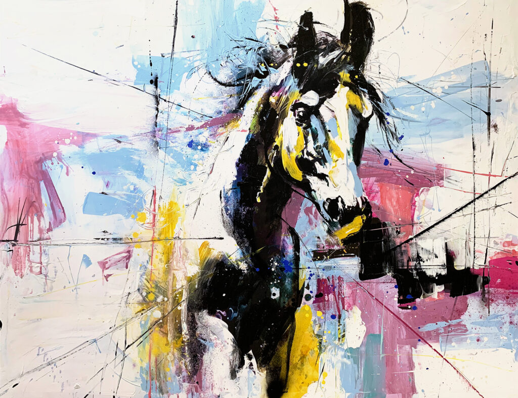 Creación de un caballo vibrante en clave abstracta