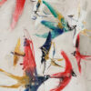 Pintura con aves vibrantes en clave abstracta