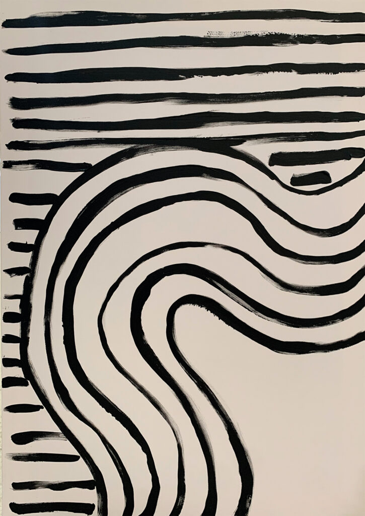 Ilustración lineal abstracta en crema y negro
