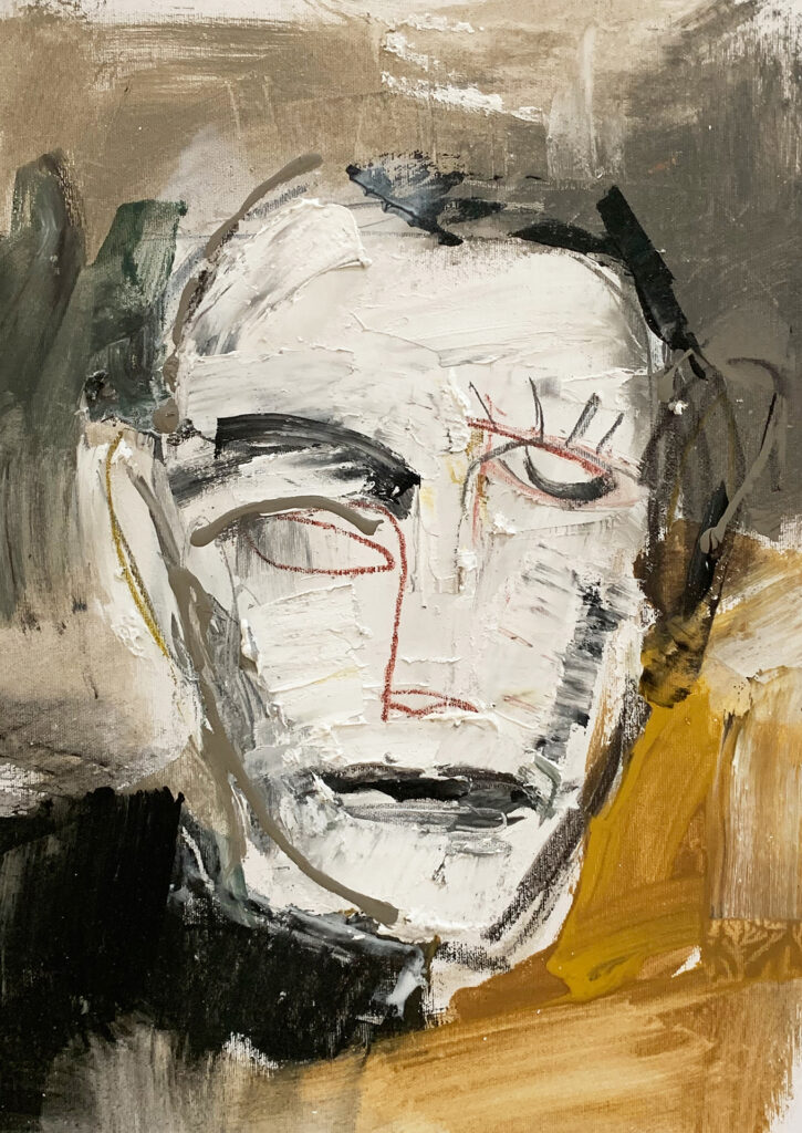 Retrato moderno con colores tierra