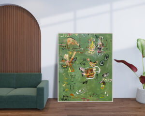 Abstracción Lírica en Verde Oliva para Interiores con Carácter Único