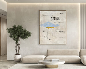 Abstracción Minimalista Azul y Gris para Ambientes Serenos