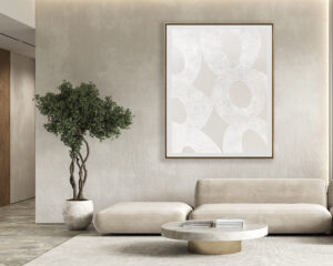 Abstracción Circular Texturizada para Interiores Minimalistas Modernos