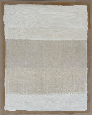 Cuadro abstracto texturizado en tonos neutros y lino