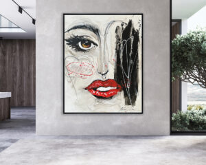 Retrato abstracto contemporáneo decorando salón moderno