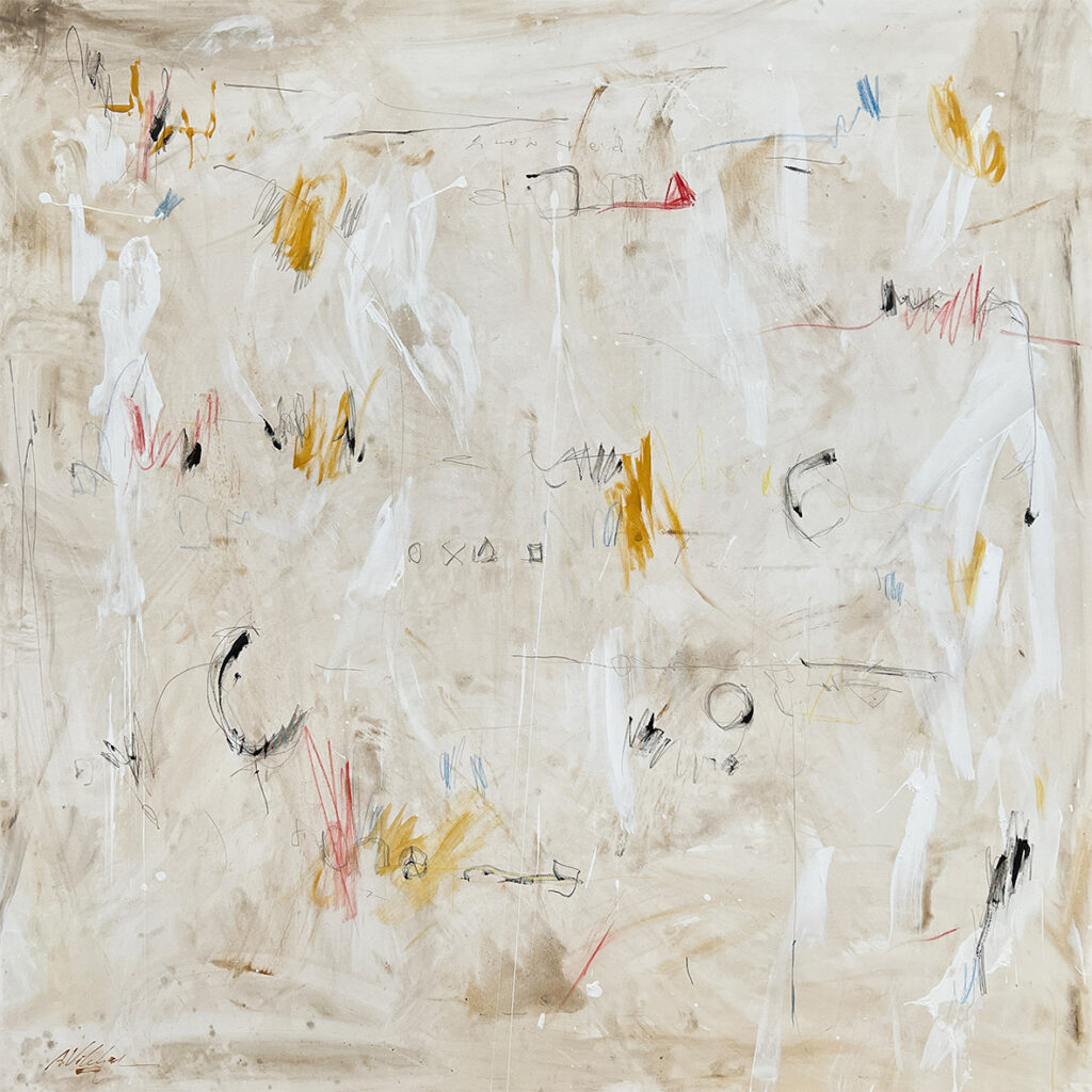 Abstracción Lírica en Tonos Neutros con Pinceladas Dinámicas