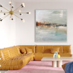 Abstracción Paisajística con Texturas Cálidas para Interiores Serenos