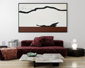 Minimalismo abstracto en negro y tierra